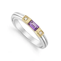 Amethyst and Diamond Stacking Ring