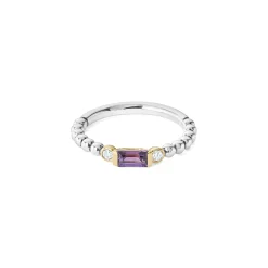 Amethyst and Diamond Stacking Ring