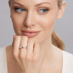 Amethyst and Diamond Stacking Ring