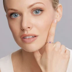 Amethyst and Diamond Stacking Ring