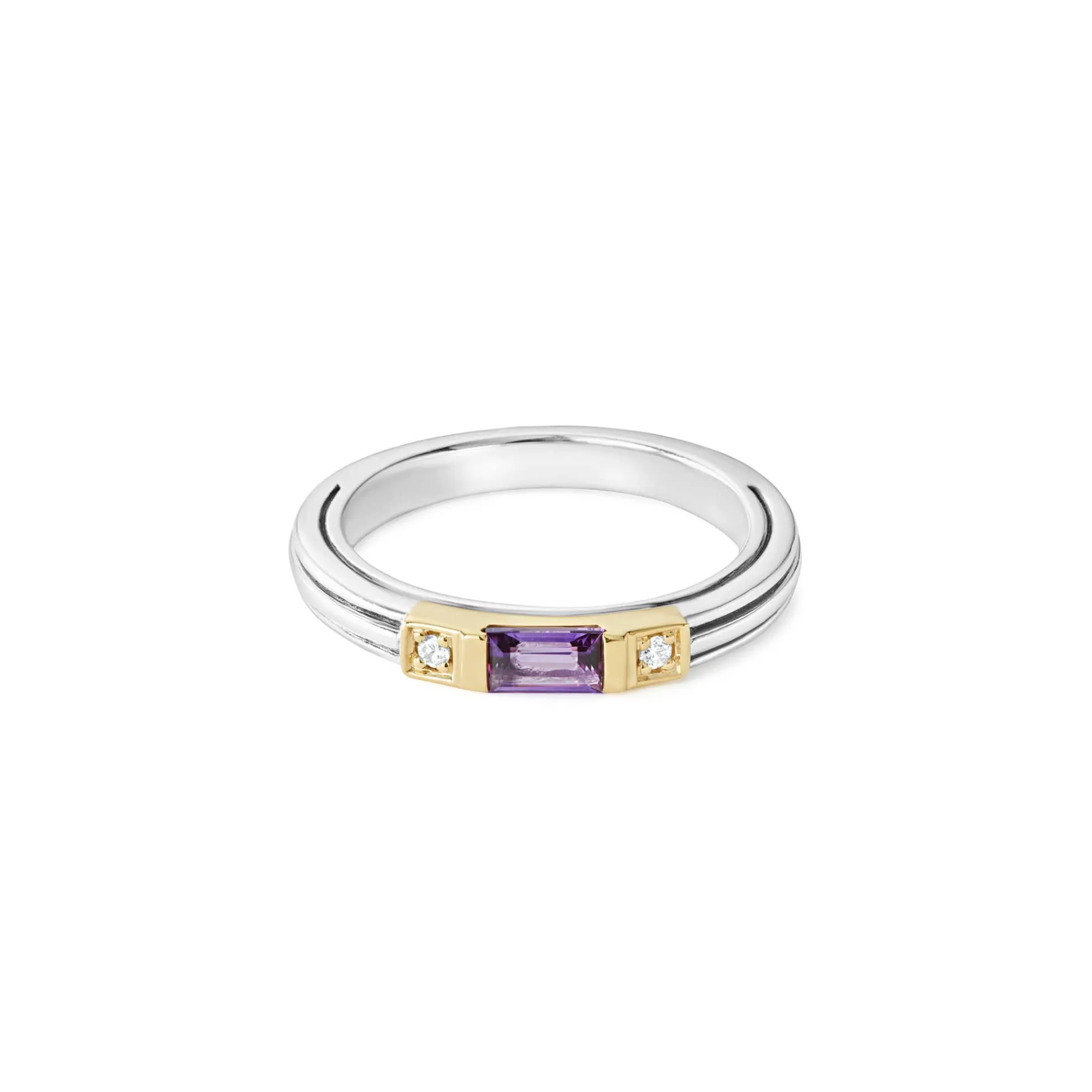Amethyst and Diamond Stacking Ring