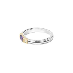 Amethyst and Diamond Stacking Ring