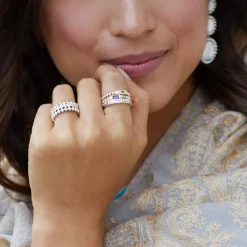 Amethyst and Diamond Stacking Ring