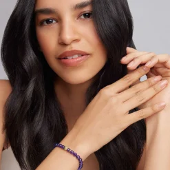 Amethyst Gold Station Bead Bracelet