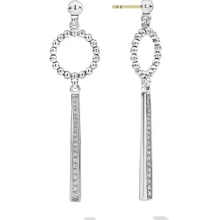 Beaded Circle Diamond Drop Earrings