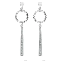 Beaded Circle Diamond Drop Earrings