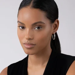 Beaded Diamond Hoop Earrings