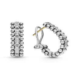 Beaded Diamond Huggie Earrings