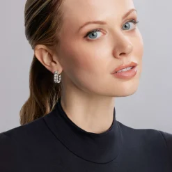 Beaded Diamond Huggie Earrings