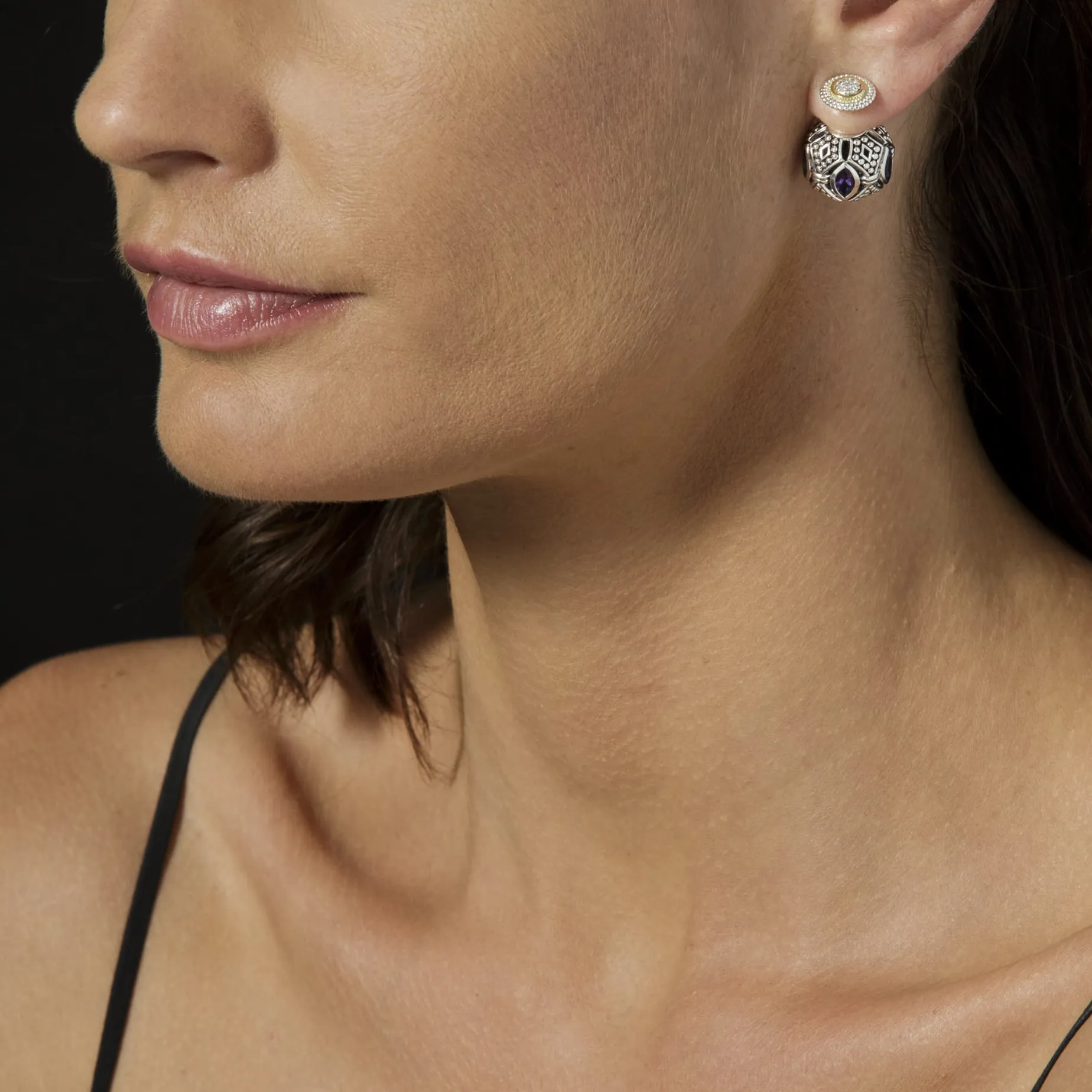 Beaded Diamond Stud Earrings