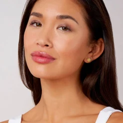 Beaded 18K Gold Stud Earrings