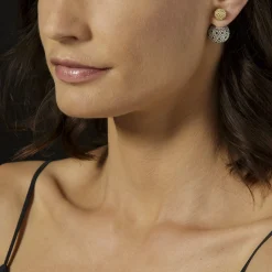 Beaded 18K Gold Stud Earrings