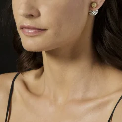 Beaded 18K Gold Stud Earrings