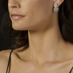 Beaded Silver Stud Earrings
