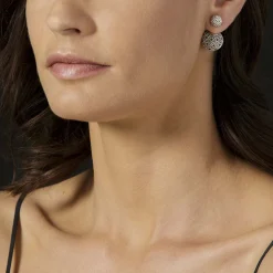 Beaded Silver Stud Earrings