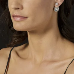 Beaded Silver Stud Earrings