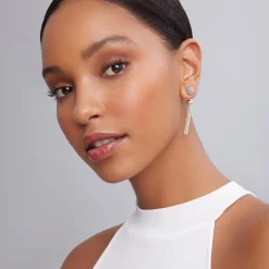 Beaded Silver Stud Earrings