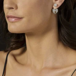 Beaded Silver Stud Earrings