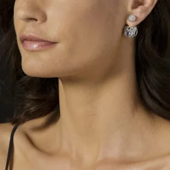 Beaded Silver Stud Earrings