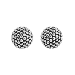 Beaded Silver Stud Earrings