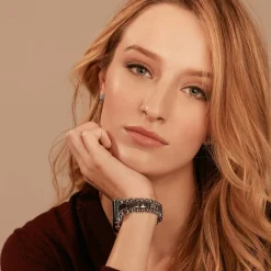Beaded Silver Stud Earrings