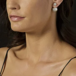 Beaded Silver Stud Earrings