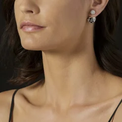 Beaded Silver Stud Earrings
