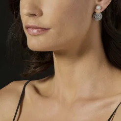 Beaded Silver Stud Earrings
