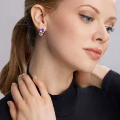 Bezel-Set Amethyst Earrings