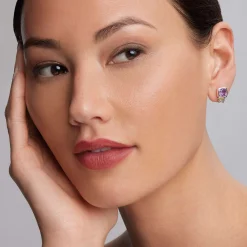 Bezel-Set Amethyst Stud Earrings