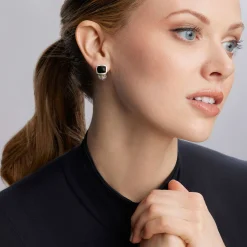 Bezel-Set Onyx Earrings