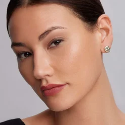 Bezel-Set Prasiolite Stud Earrings