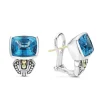 Bezel-Set Swiss Blue Topaz Earrings