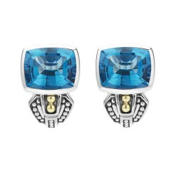 Bezel-Set Swiss Blue Topaz Earrings