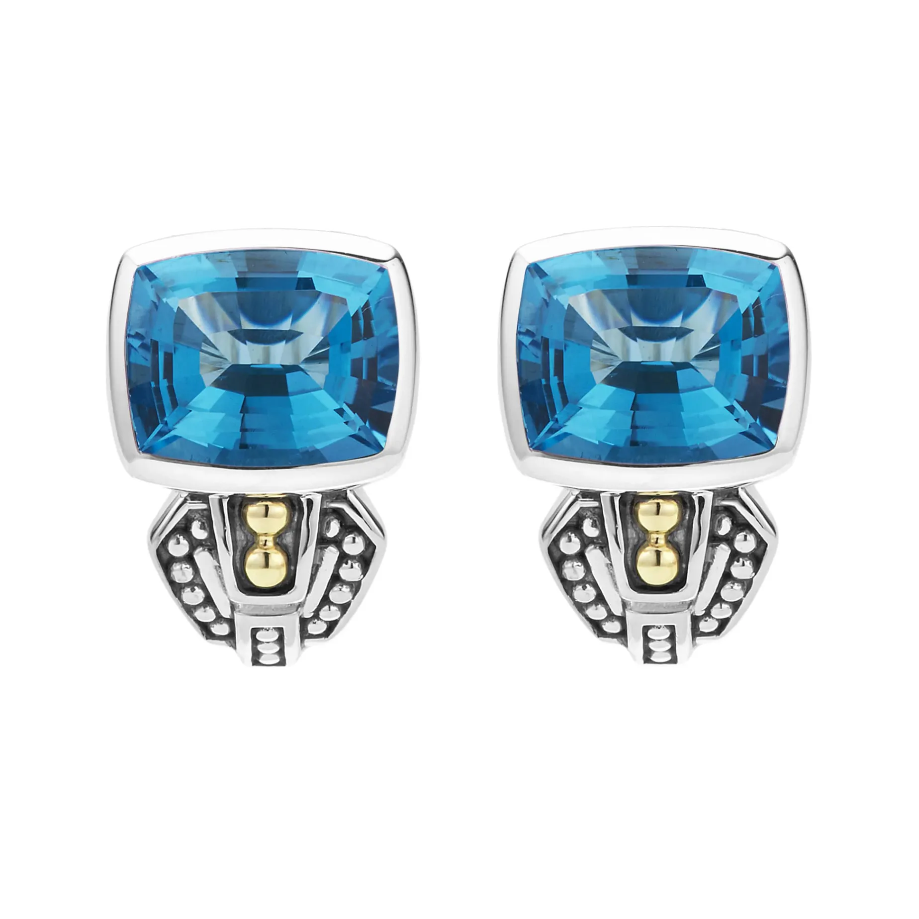 Bezel-Set Swiss Blue Topaz Earrings