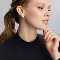 Bezel-Set White Topaz Earrings
