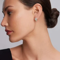 Bezel-Set White Topaz Stud Earrings