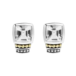 Bezel-Set White Topaz Stud Earrings