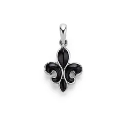 Black Agate Fleur De Lis Amulet
