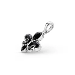 Black Agate Fleur De Lis Amulet