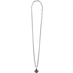 Black Agate Fleur De Lis Amulet Necklace