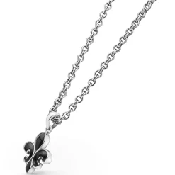 Black Agate Fleur De Lis Amulet Necklace