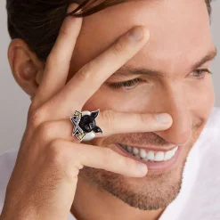 Black Agate Krunch Ring