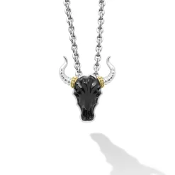 Black Agate Long Horn Pendant