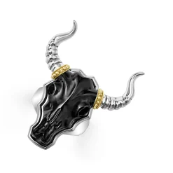 Black Agate Long Horn Ring