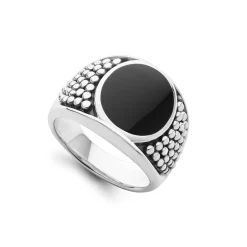 Black Agate Oval Band Ring