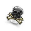 Black Agate Skull and Bones Statement Ring
