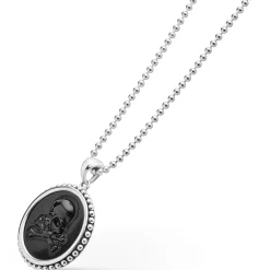 Black Agate Skull Crossbone Amulet Necklace