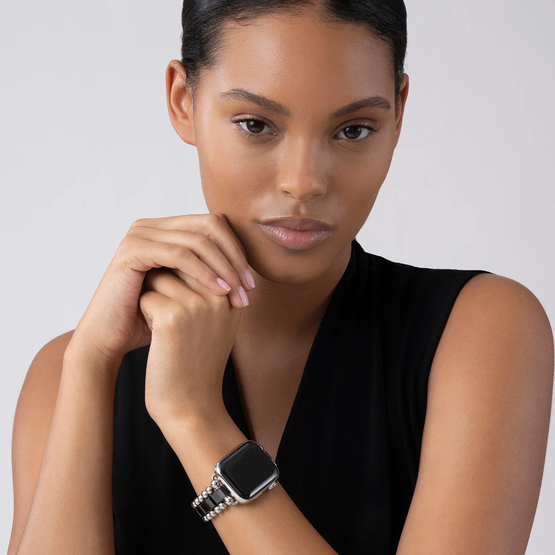 Black Ceramic and Stainless Steel Watch Bracelet-38-45mm