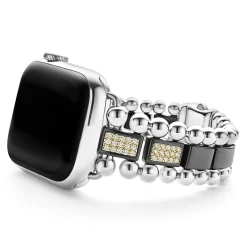 Black Ceramic Half Diamond Watch Bracelet-38-45mm
